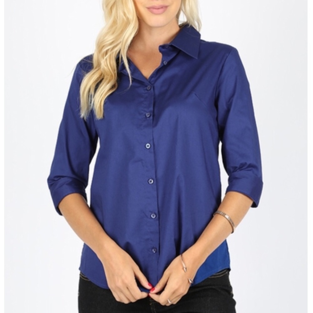 3/4 Sleeve Button Down Shirt